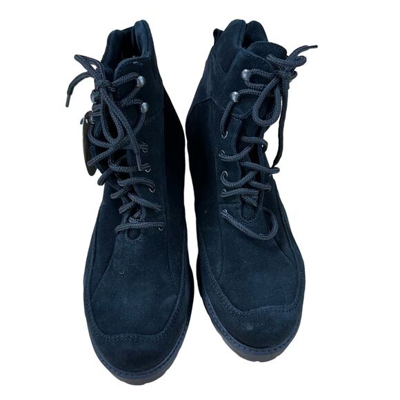 La Canadienne NWT Lucky Suede Leather Black Boot Lace Up Size 6.5 Lug Sole - Picture 4 of 6